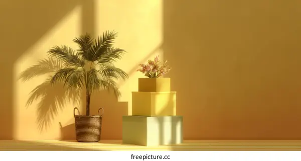Warm Sunshine Palm Tree Display Design
