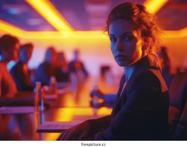 Businesswoman in a meeting looking at camera