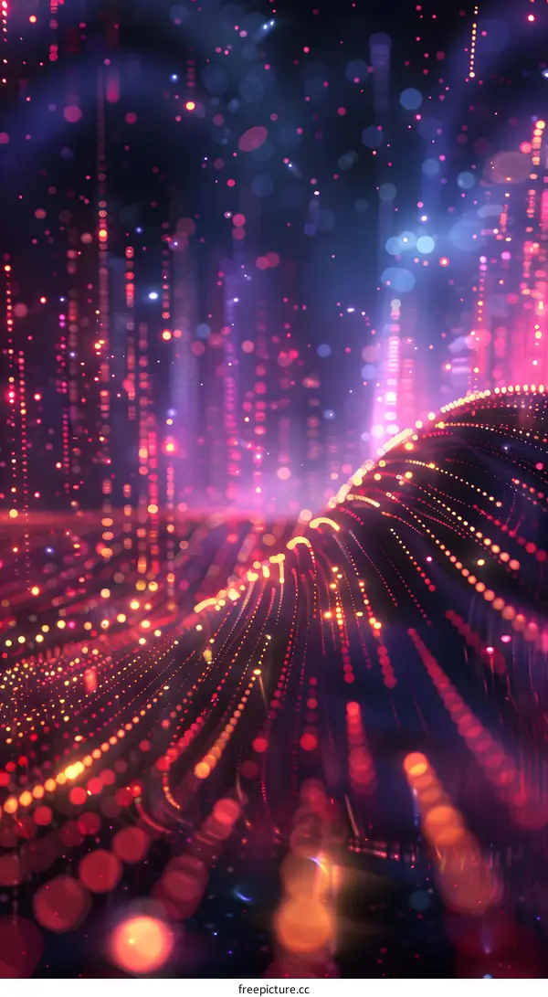 Abstract Digital Background with Glowing Lights and Lines