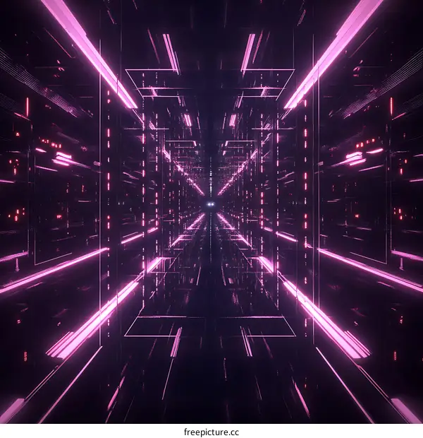 Abstract Futuristic Tunnel with Pink Neon Light