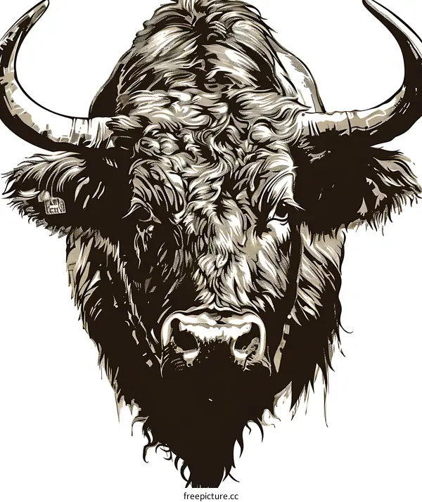 Bull Head Illustration With White Background