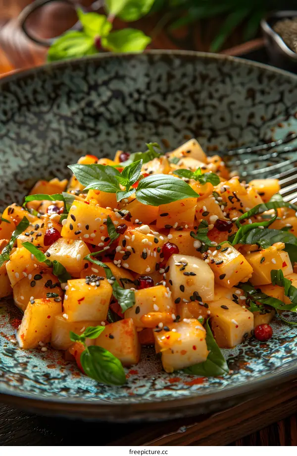 refreshing salad with pumpkin and basil