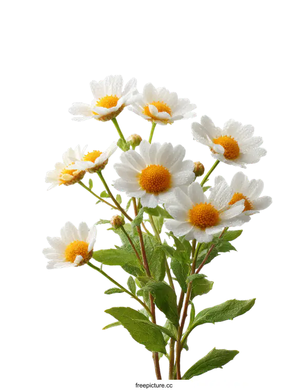 [Transparent Background PNG]Delicate White Flowers with Water Drops