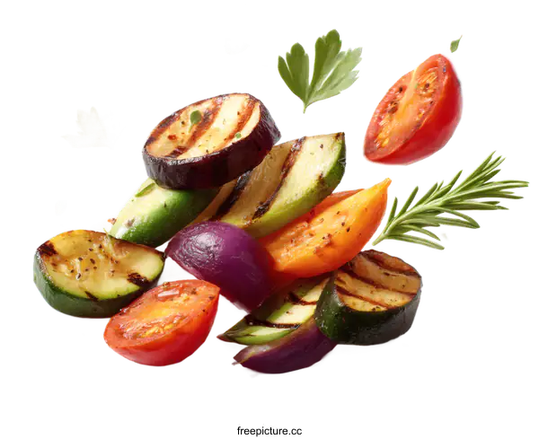 [Transparent Background PNG]Assortment of Grilled Colorful Vegetables