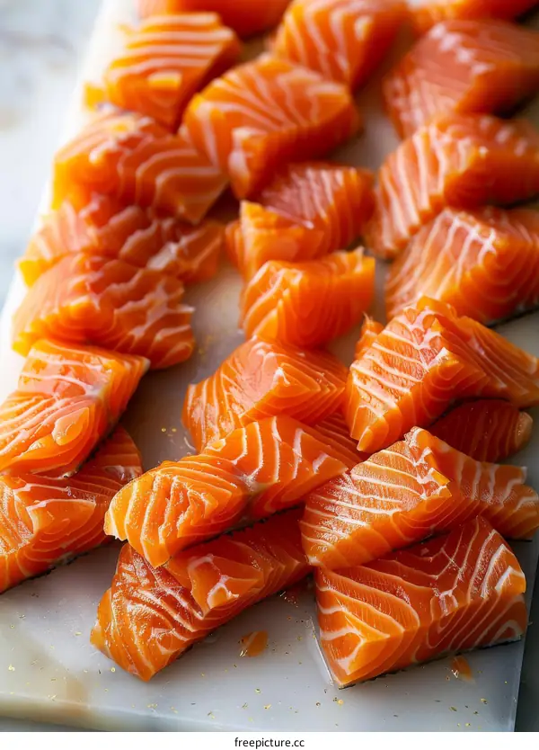 diced raw salmon