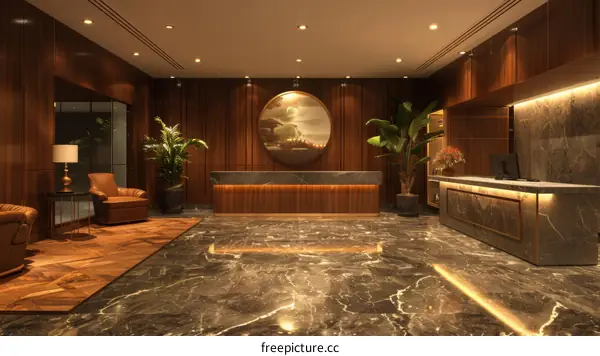 Modern Hotel Lobby with Stylish Interior
