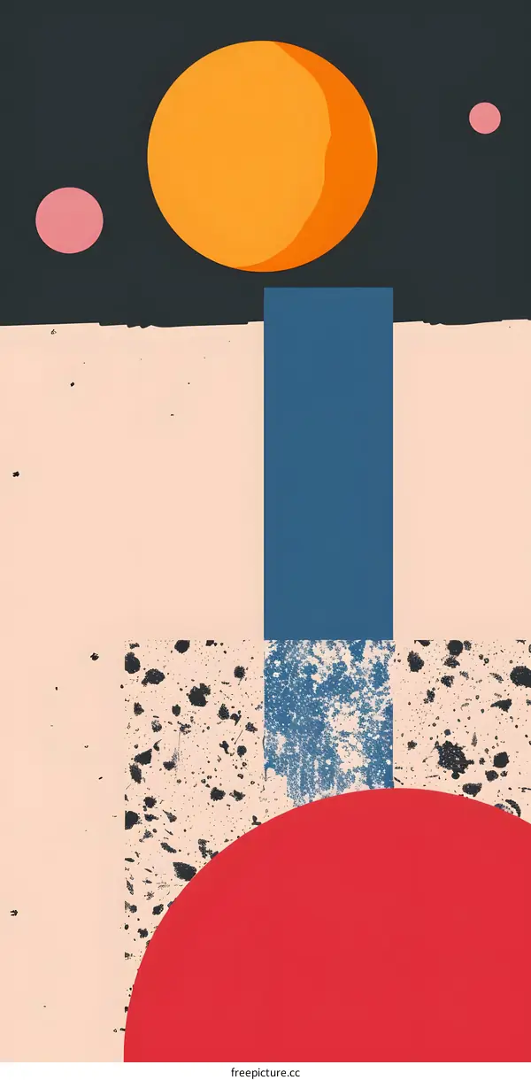 Abstract Geometric Shapes with Red, Blue, Orange and Pink Colors