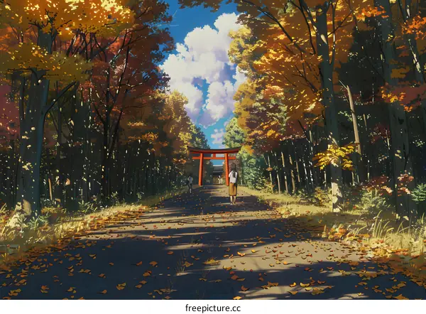 Autumn Path to Shrine