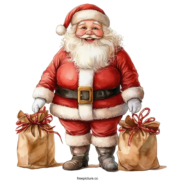 [Transparent Background PNG]Santa Claus with Christmas Gifts Illustration