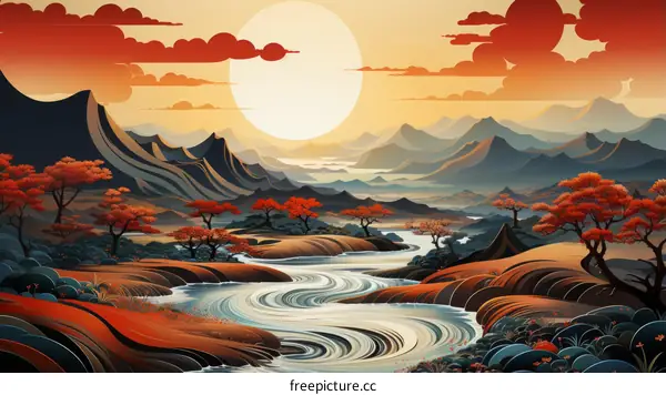 Tranquil Autumn River Landscape