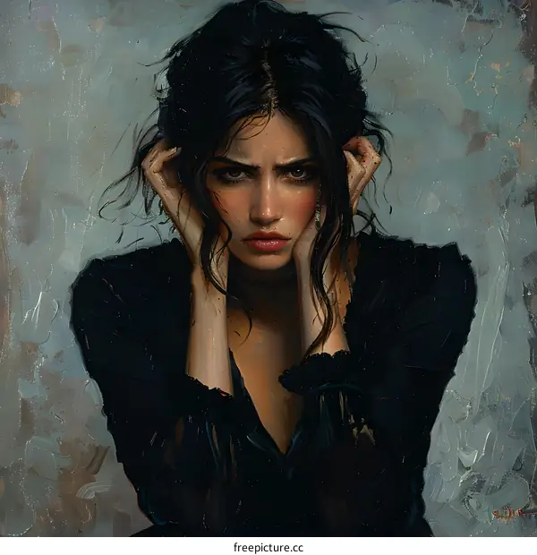 Portrait of a young woman with dark hair