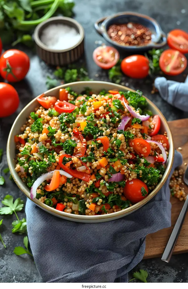 A bowl of delicious and healthy salad with fresh vegetables