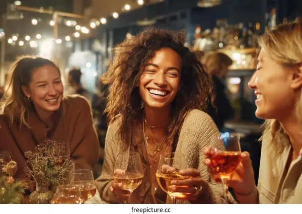Three Women Friends Enjoying a Night Out