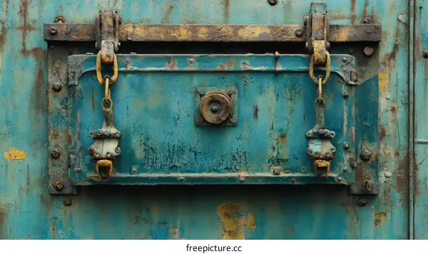 Rusty Teal Metal Door Detail