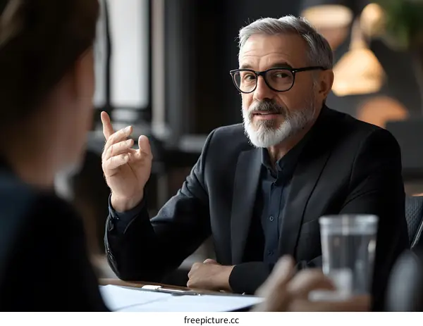 Businessman Talking to Woman in Meeting