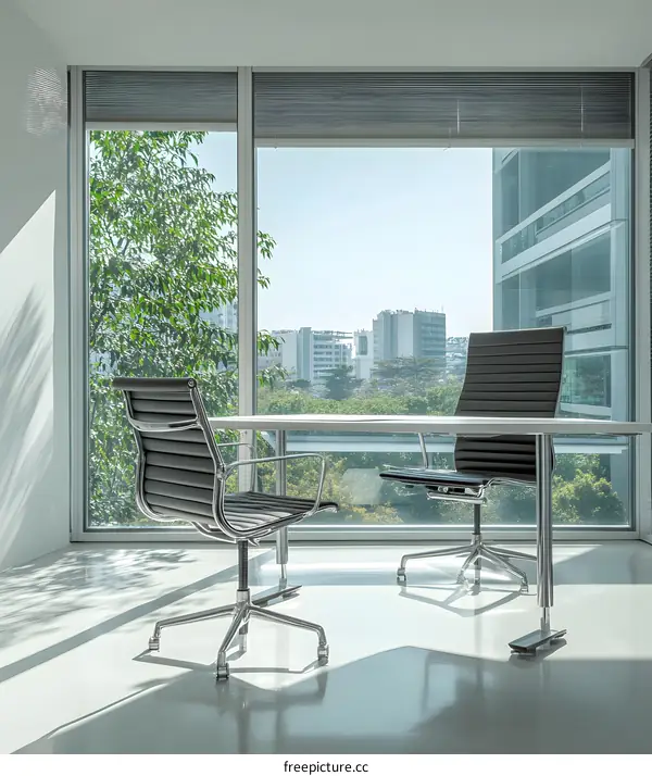 Modern Office Interior with Desk and Chairs