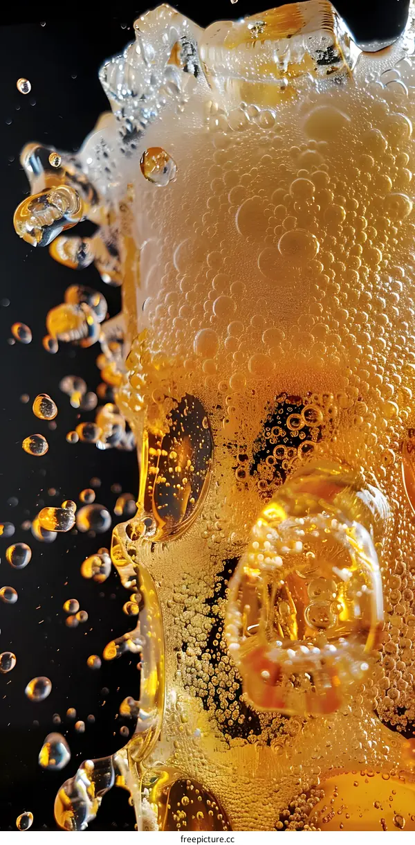 Closeup of Beer Bubbles