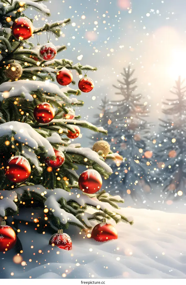 Christmas tree in the snow