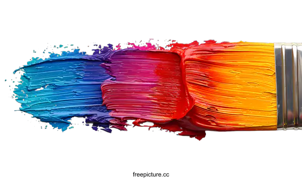 [Transparent Background PNG]colorful oil paint strokes with a paintbrush