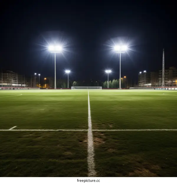 Floodlit Football Pitch at Night