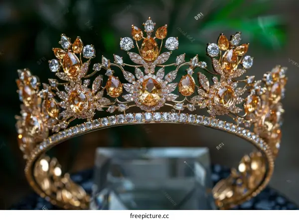 Gold and yellow crystal wedding crown