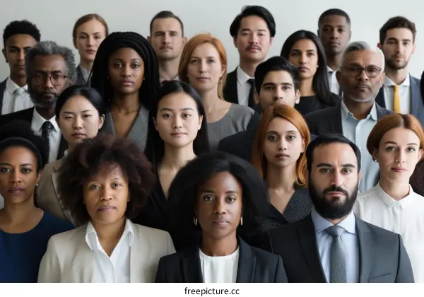 A group of diverse business professionals posing for a photo