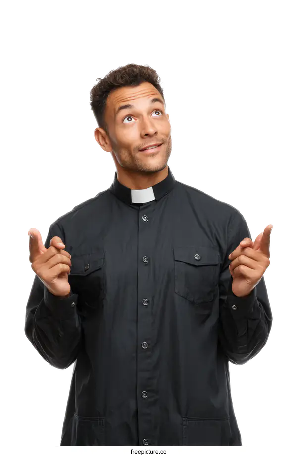 [Transparent Background PNG]Thoughtful Religious Clergyman Portrait