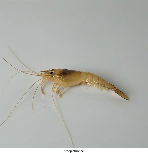 Raw Prawn on White Background