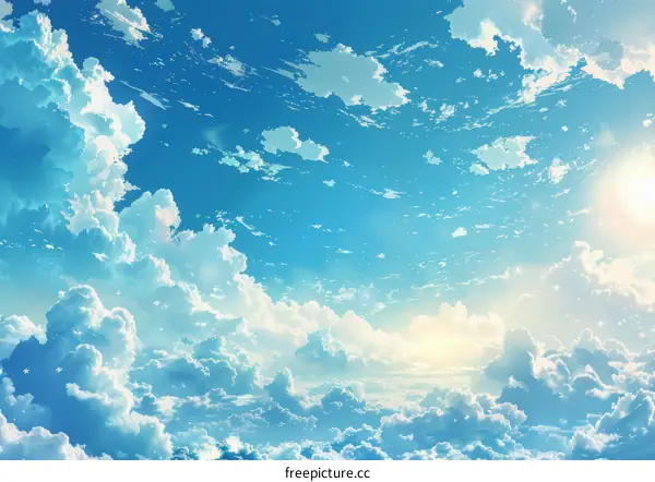 Illustration of Blue Sky and White Clouds