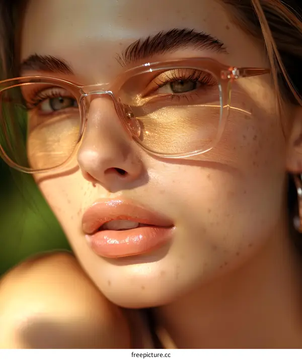 portrait of a beautiful woman wearing glasses