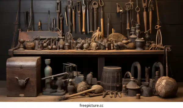 An Array of Antique Tools and Nautical Items