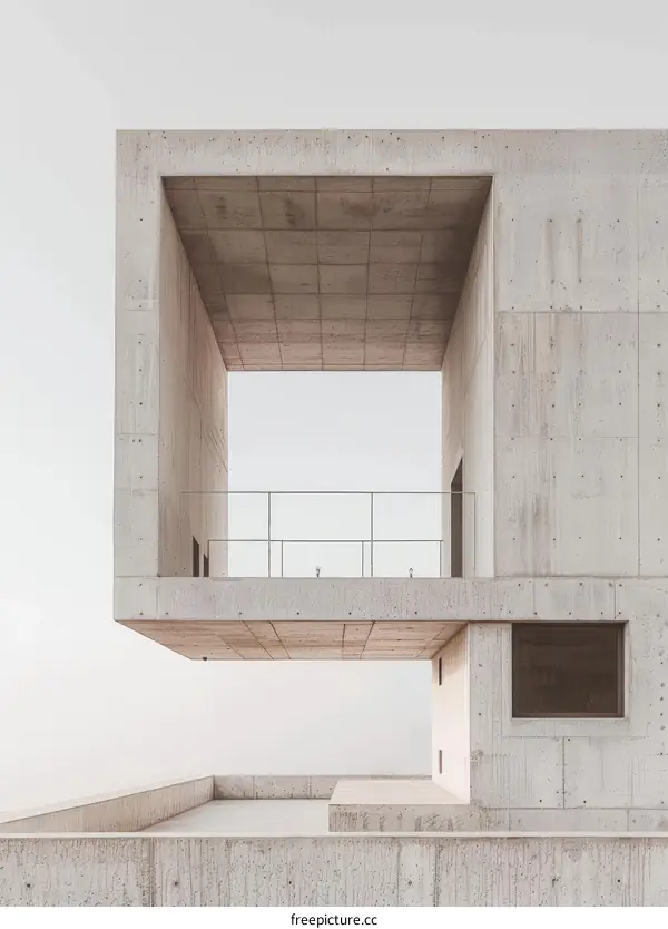 Minimalist Concrete Building Balcony with Sky View