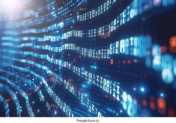 Blue binary code background