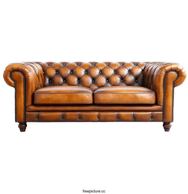 [Transparent Background PNG]Classic Chesterfield Leather Sofa