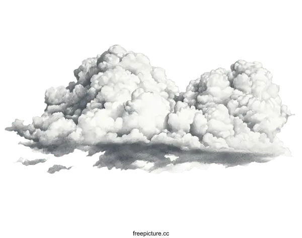 [Transparent Background PNG]Detailed Pencil Drawing of Cumulus Clouds