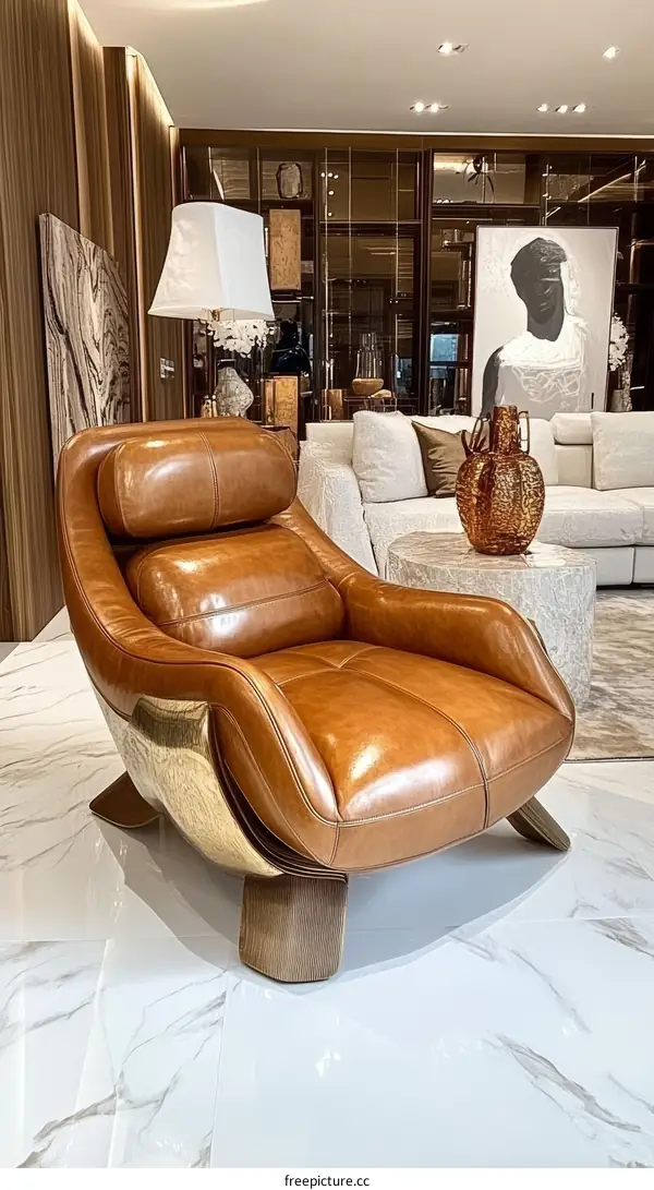 Luxury Leather Armchair in Modern Living Room