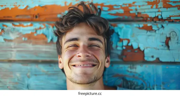 Smiling Young Man Outdoors in a Vibrant Setting