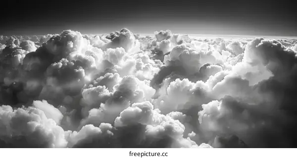Black and White Cloudscape from Airplane Window