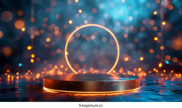 Neon Lights with Bokeh and Blank Stage