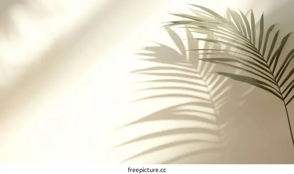 Shadow of Palm Leaf on a Light Beige Background