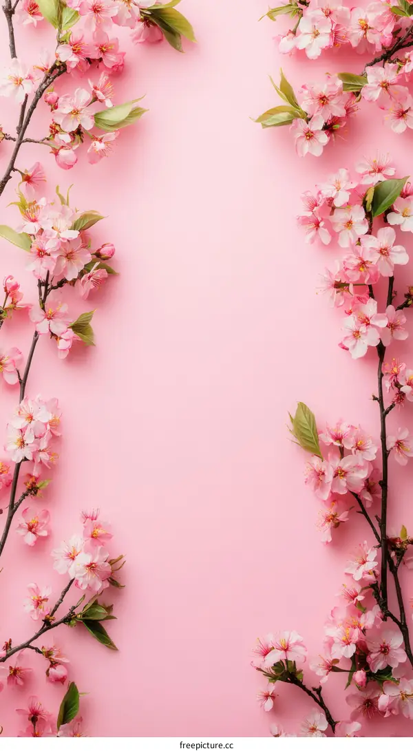 Pink Cherry Blossom Floral Background