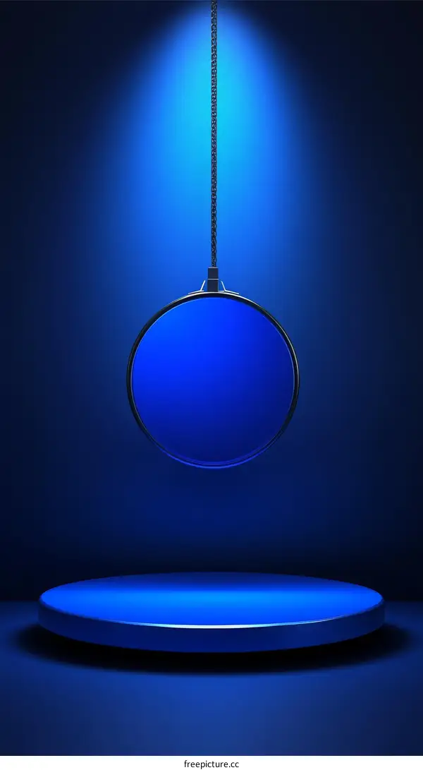 Empty Blue Round Display Stage