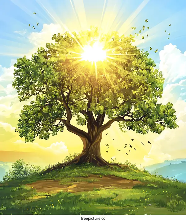 The Sun Shining Through The Leaves Of A Tree