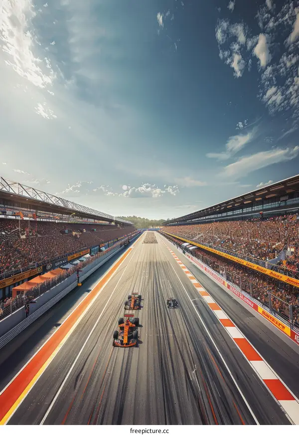 Formula One cars racing on a track