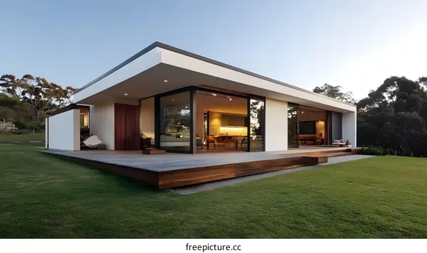 Modern Minimalist House with Large Deck and Yard