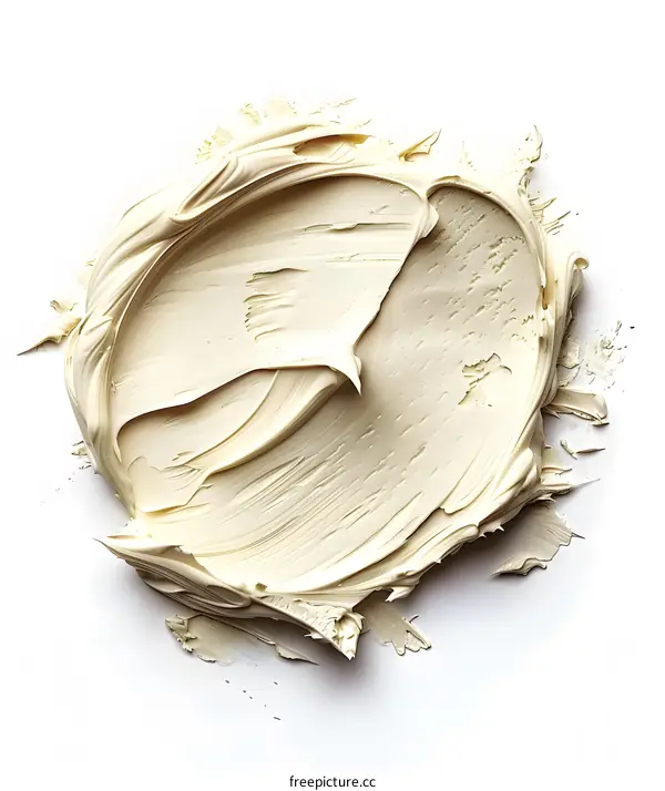 Creamy Beige Paint Stroke On White Background