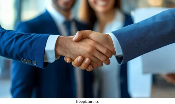 Business Deal Handshake Agreement Close Up