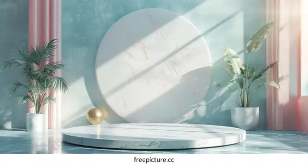 Pastel Aesthetic Round Marble Display Podium