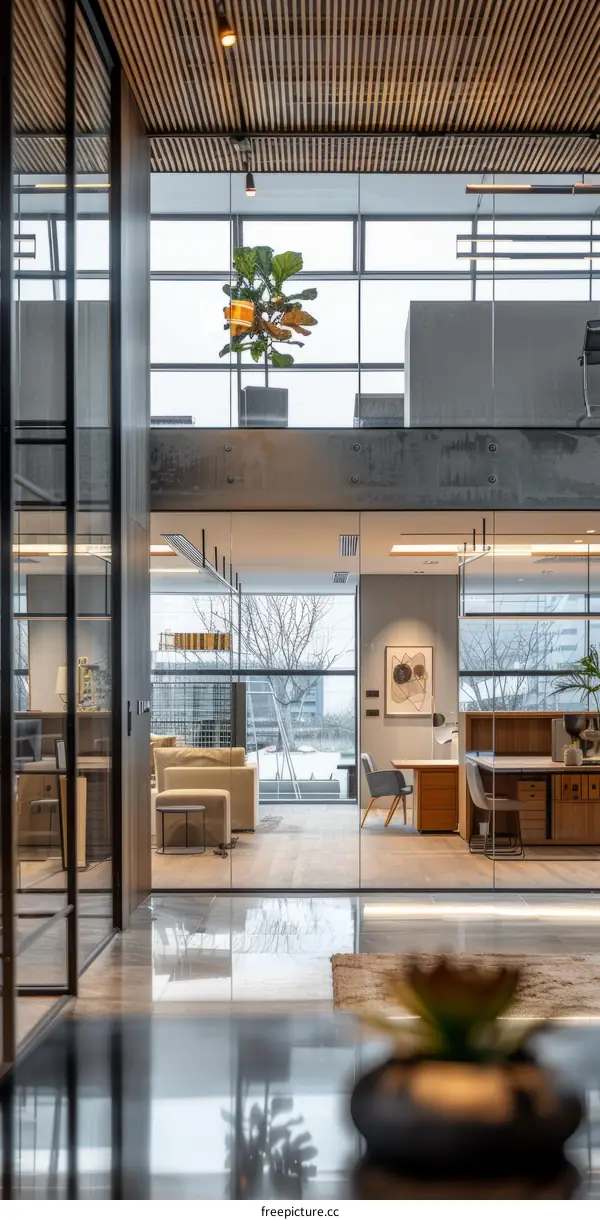 Modern Office Space With Glass Walls