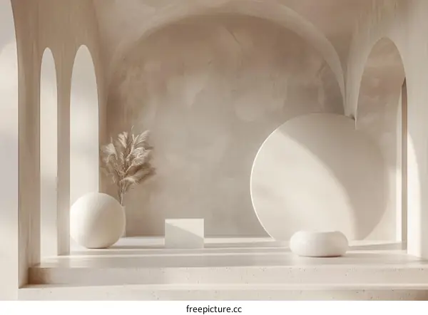 Geometric Shapes In An Arch Room